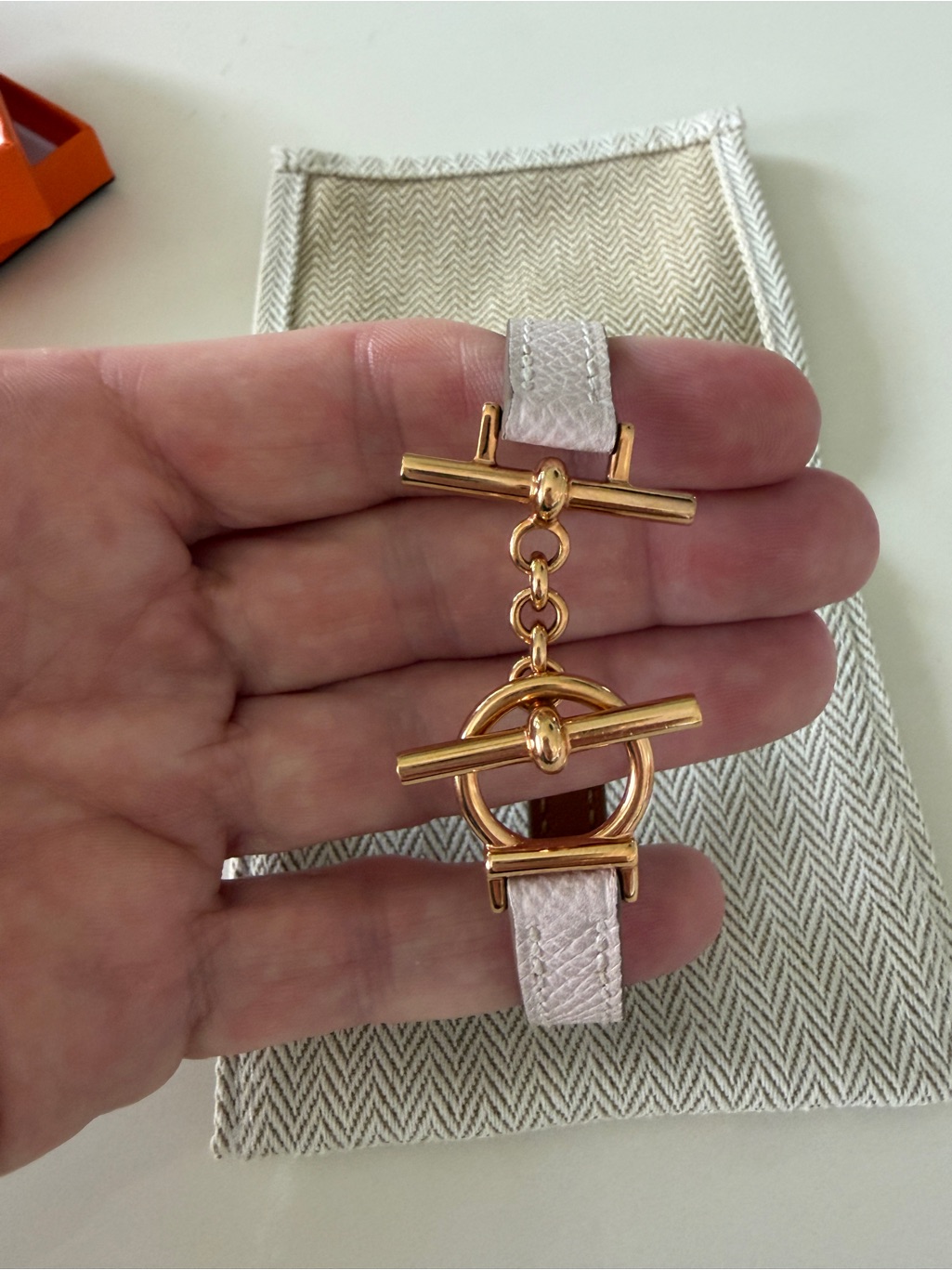 Hermes Croisiere Simple Tour Bracelet T4 Mauve Ple